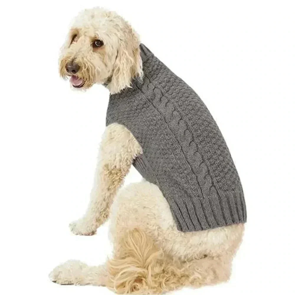 Chilly Dog 100% Wool Hand Knit Sweater Gray Size Medium
